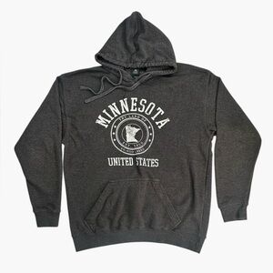 Point Sportswear Minnesota Graphic Print Gray Soft Hoodie Sweatshirt Size Large